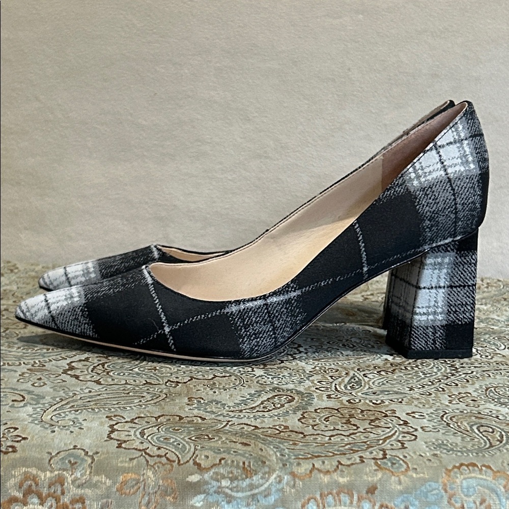 Marc Fisher Black and White Plaid Heels